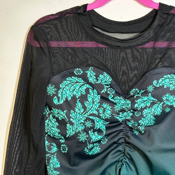 Alexandra Just For Kix Teal Ombre Damask Dance Costume 2 piece Set Adult XS - Picture 4 of 9
